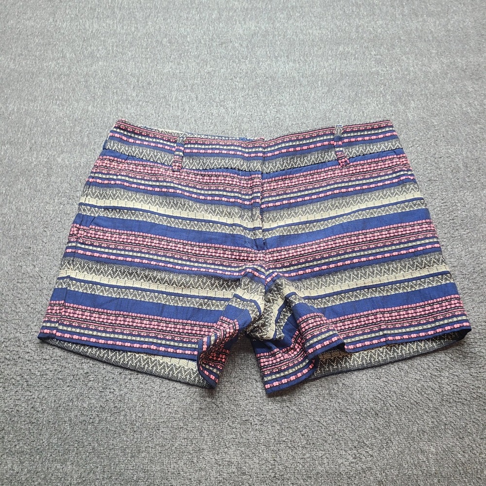 LOFT Riviera Shorts Womens 6 Blue Pink New‎ Striped Woven Textured Summer
